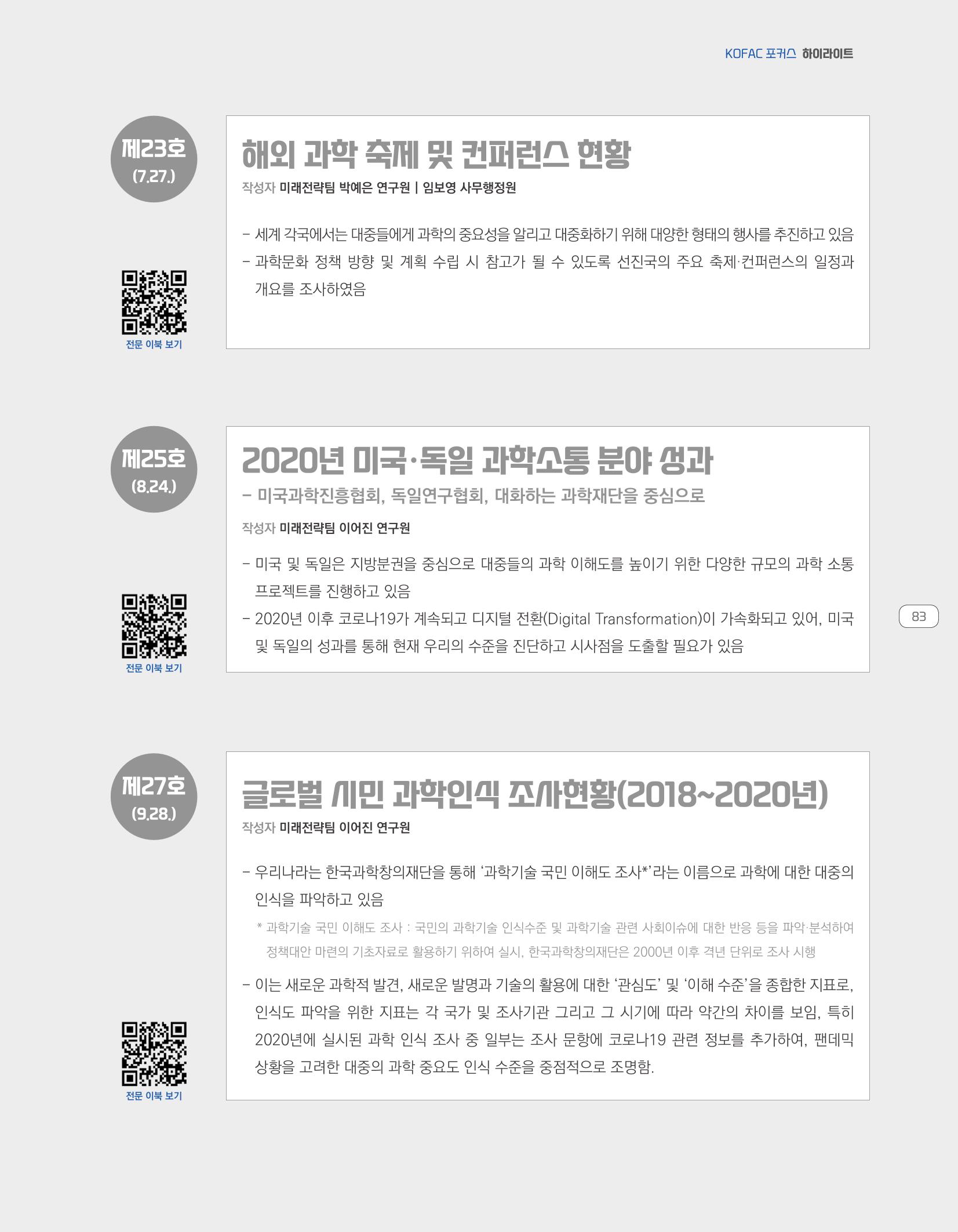 한눈에 보는 2021 KOFAC SNS-View 83페이지
