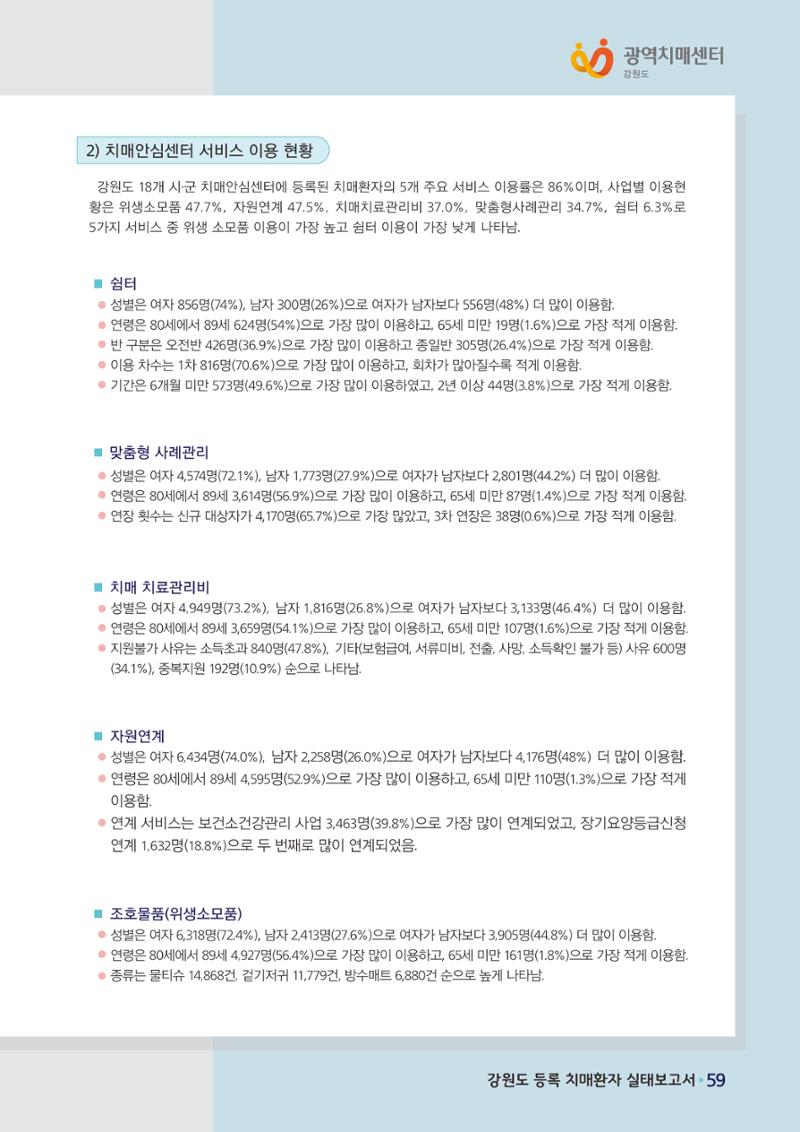 강원도 등록치매환자 실태조사 보고서 65페이지