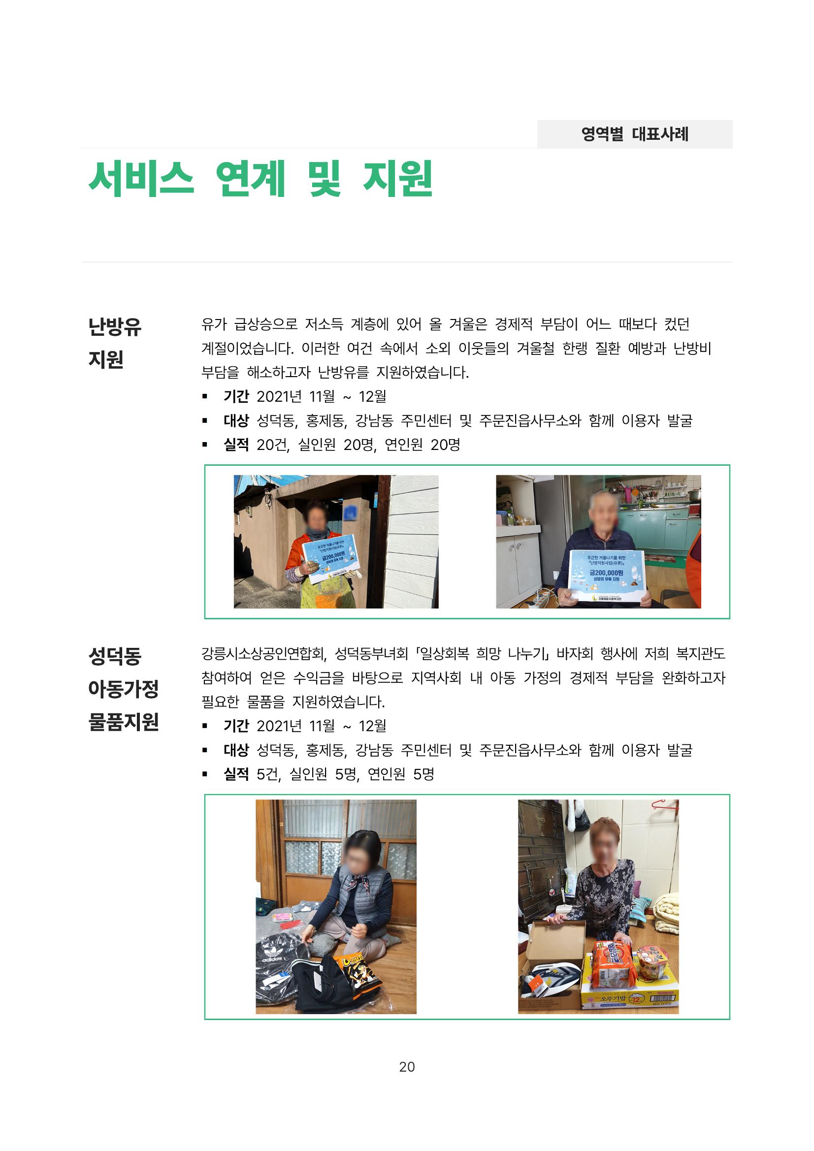 2021년 강릉종합사회복지관 사업보고서 20페이지