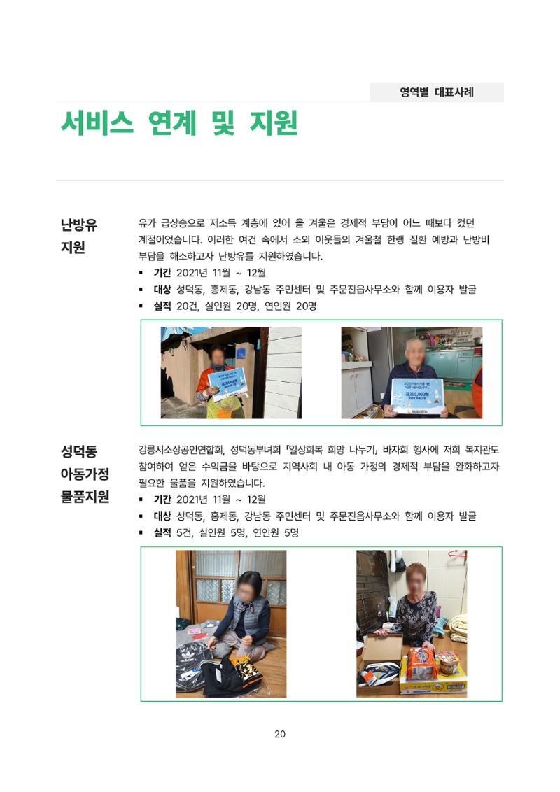 2021년 강릉종합사회복지관 사업보고서 20페이지