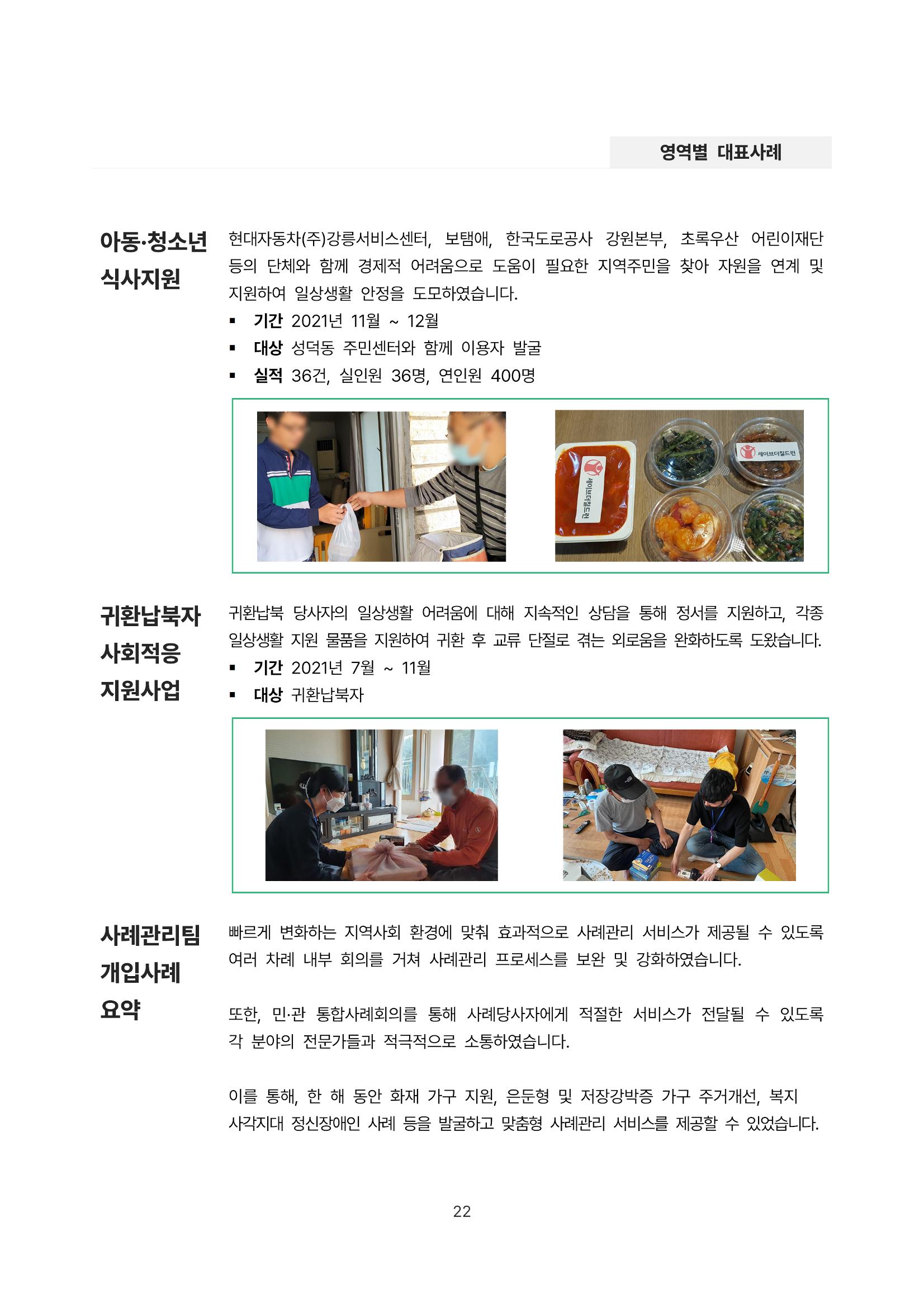 2021년 강릉종합사회복지관 사업보고서 22페이지