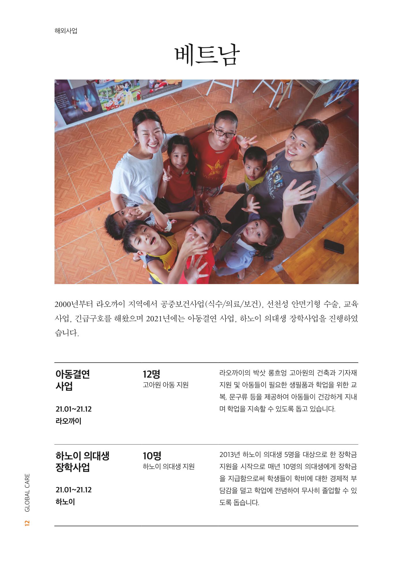 글로벌케어2021년 연차보고서 12페이지