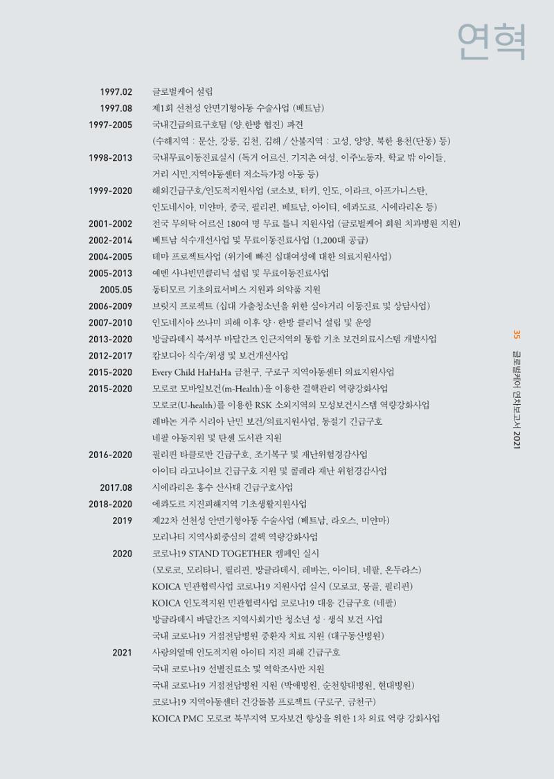 글로벌케어2021년 연차보고서 35페이지