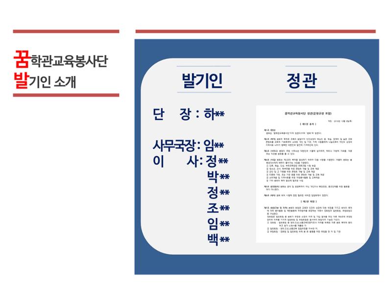 꿈학관교육봉사단 창립경과보고 5페이지