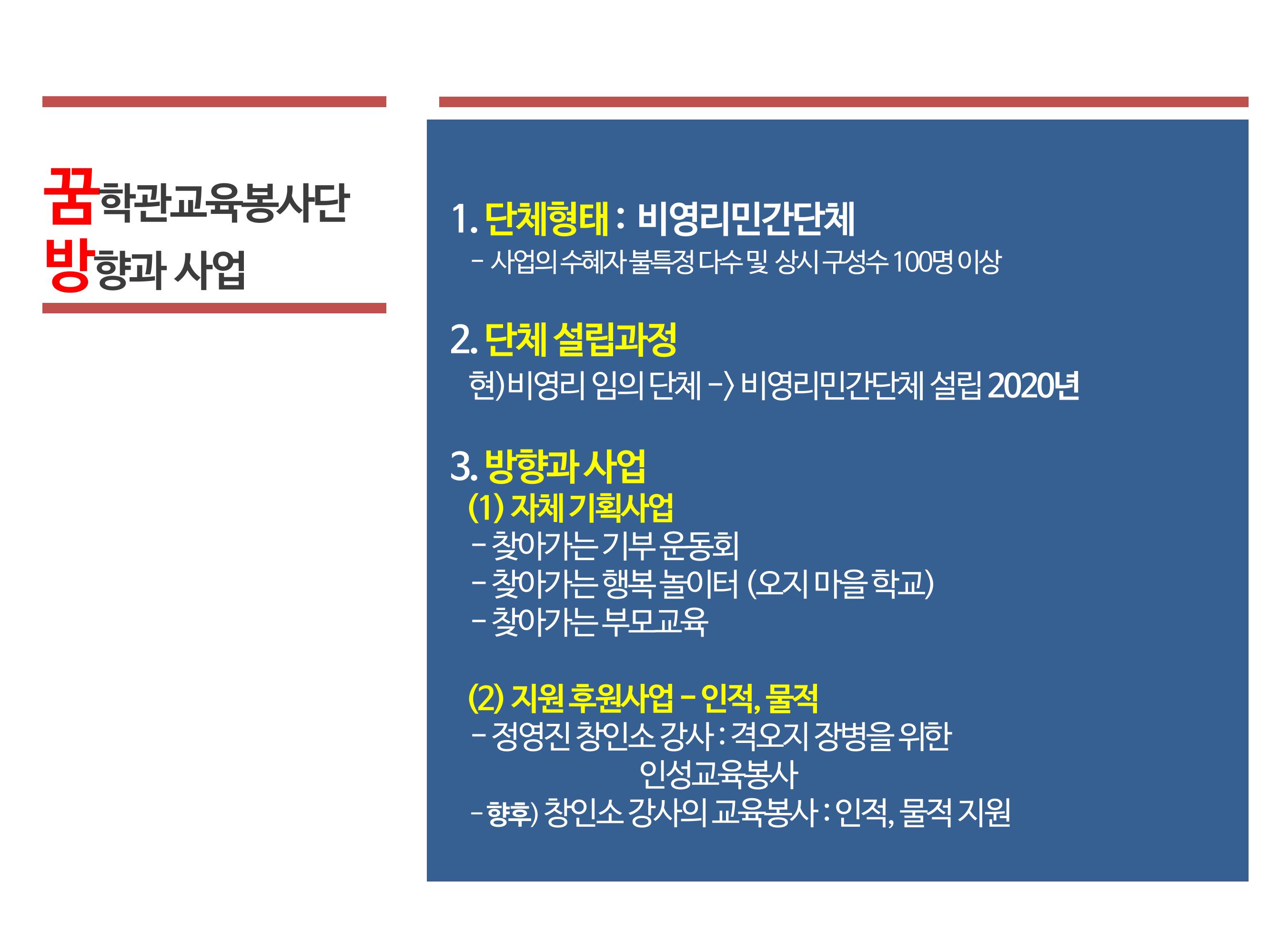 꿈학관교육봉사단 창립경과보고 9페이지
