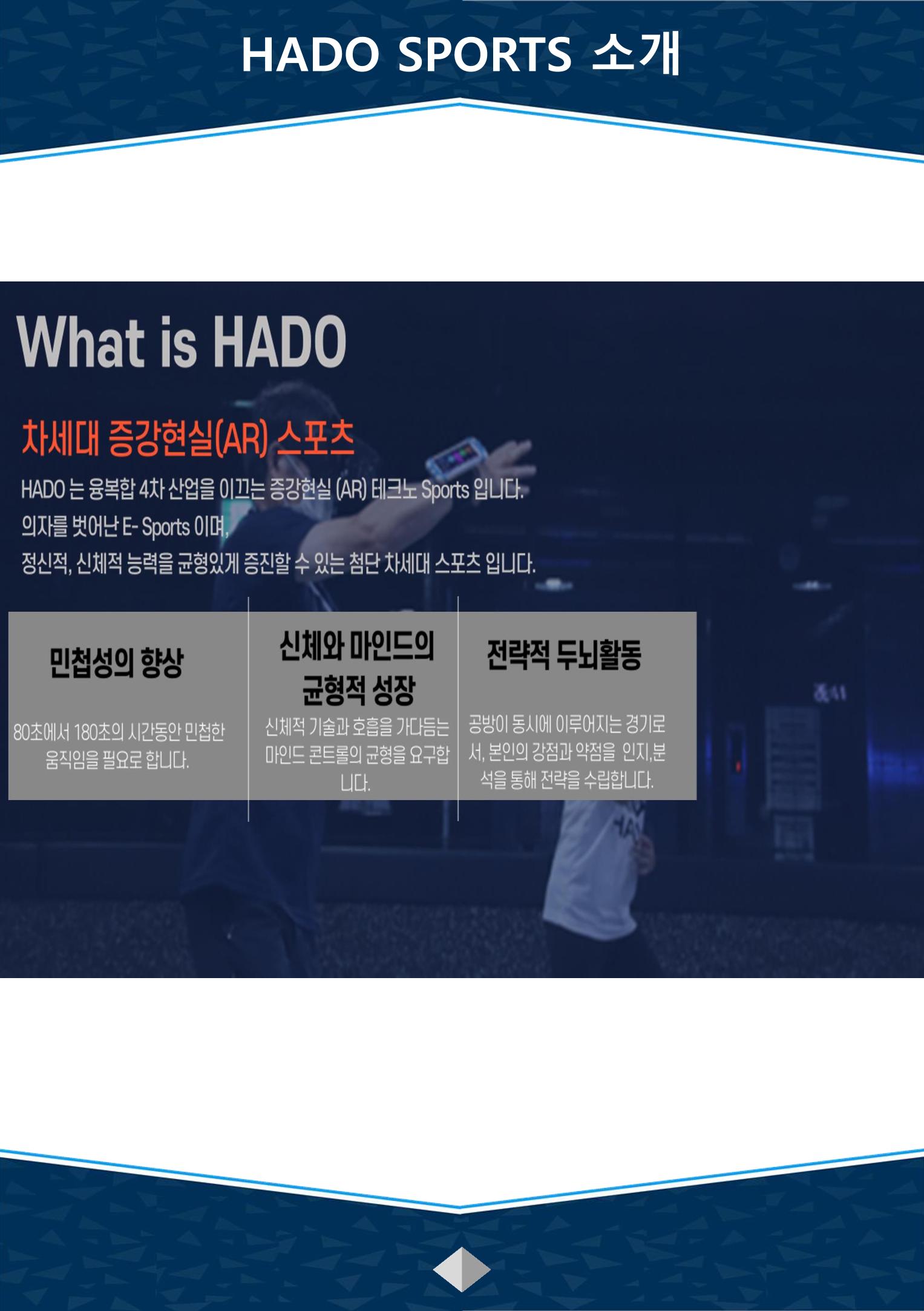 하도스포츠 - VR기반의 AR스포츠이며 쌍방향 실감형 가상증강현실 가상스포츠 10페이지