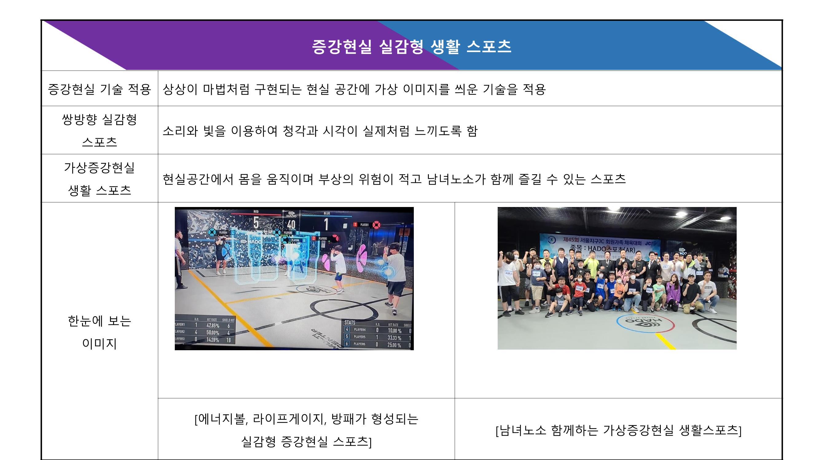 쌍방향실감형증강현실AR스포츠 제안-사례 2페이지