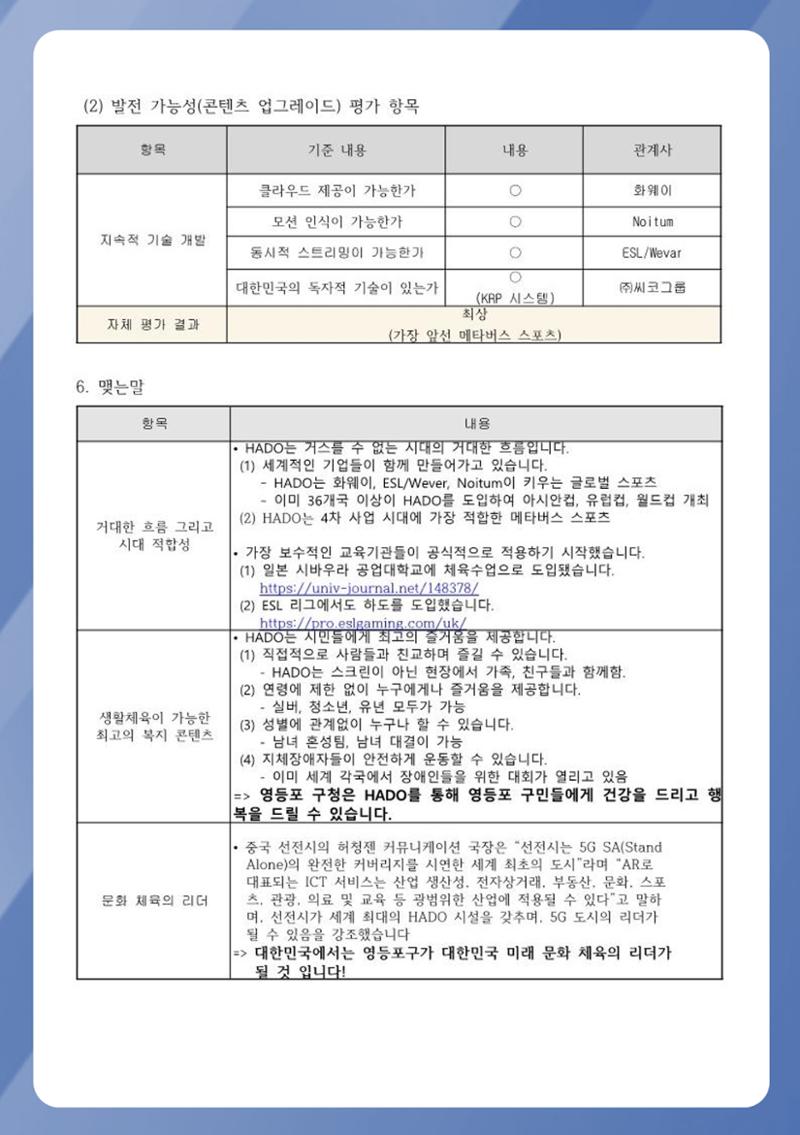 회사소개 및 하도스포츠 소개서 6페이지
