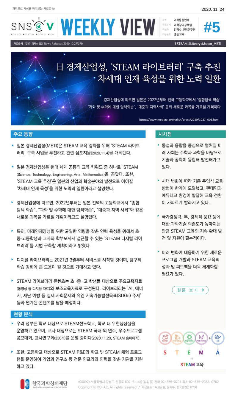 Vol.5 한국과학창의재단 정책지원 뉴스레터 SNS-View  6페이지