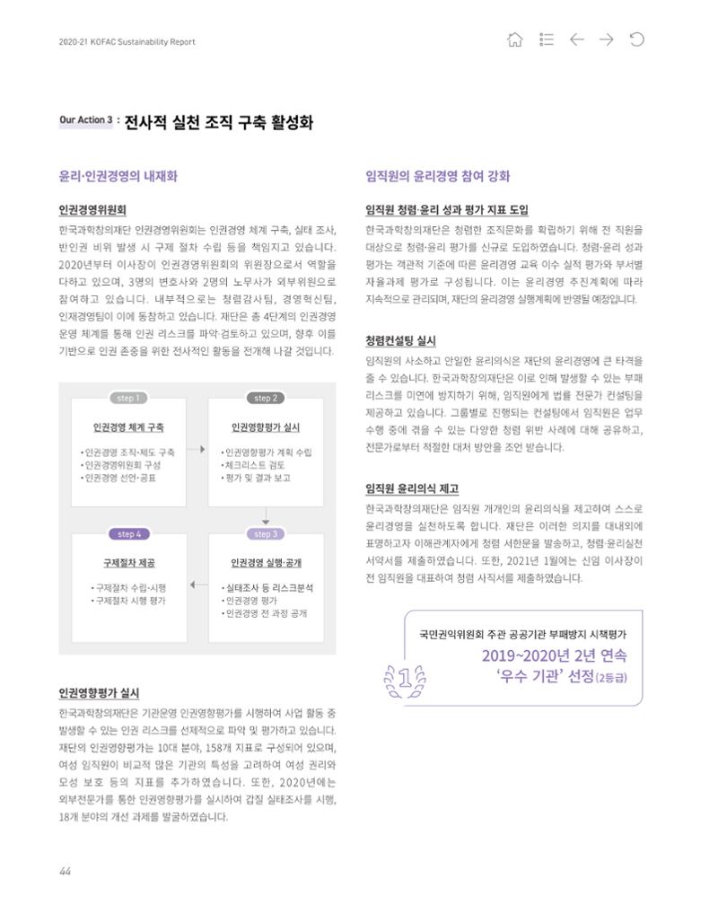 2020-21 한국과학창의재단 지속가능경영(ESG) 보고서 46페이지