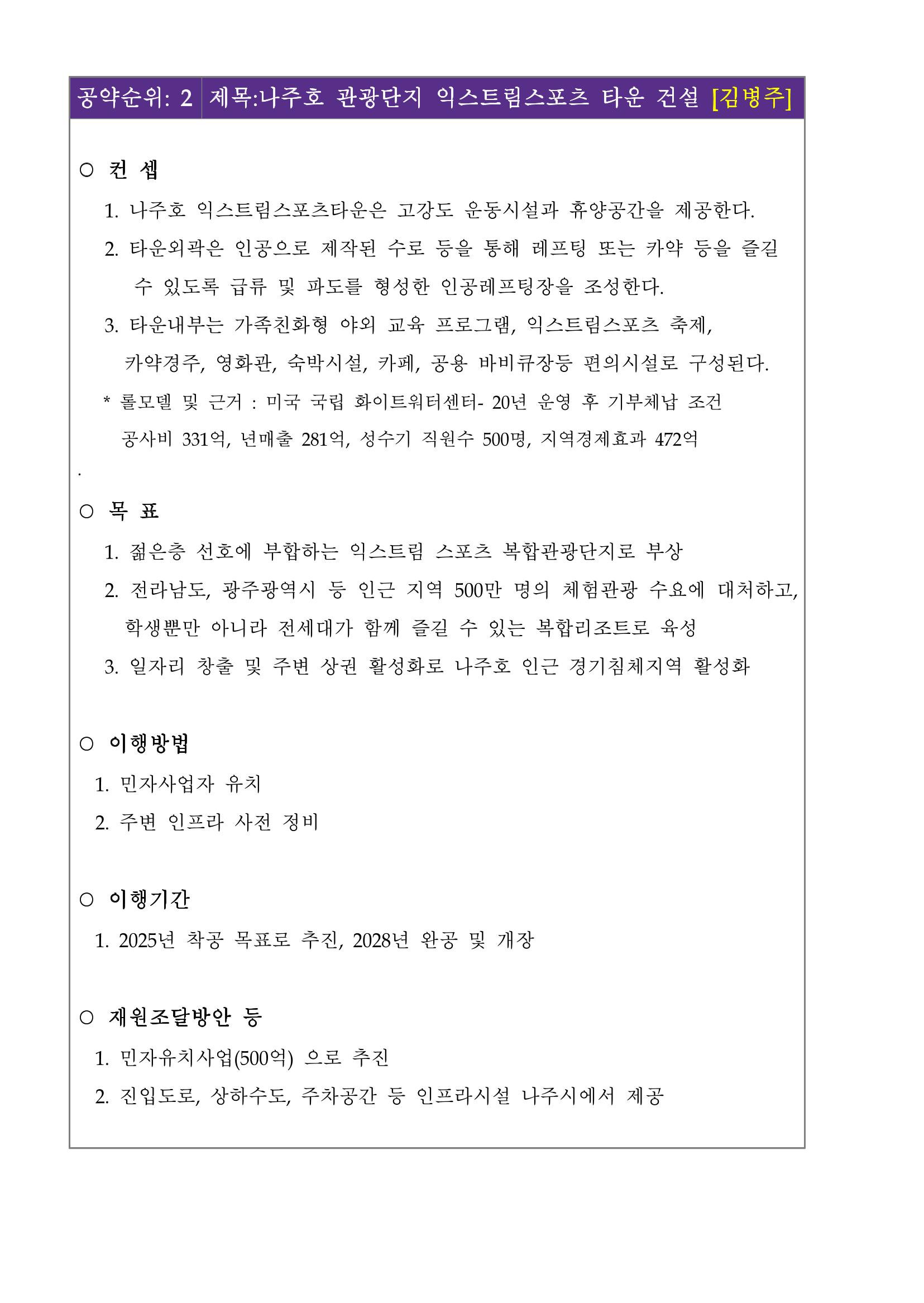 [김병주 나주시장후보] 5대 공약 2페이지