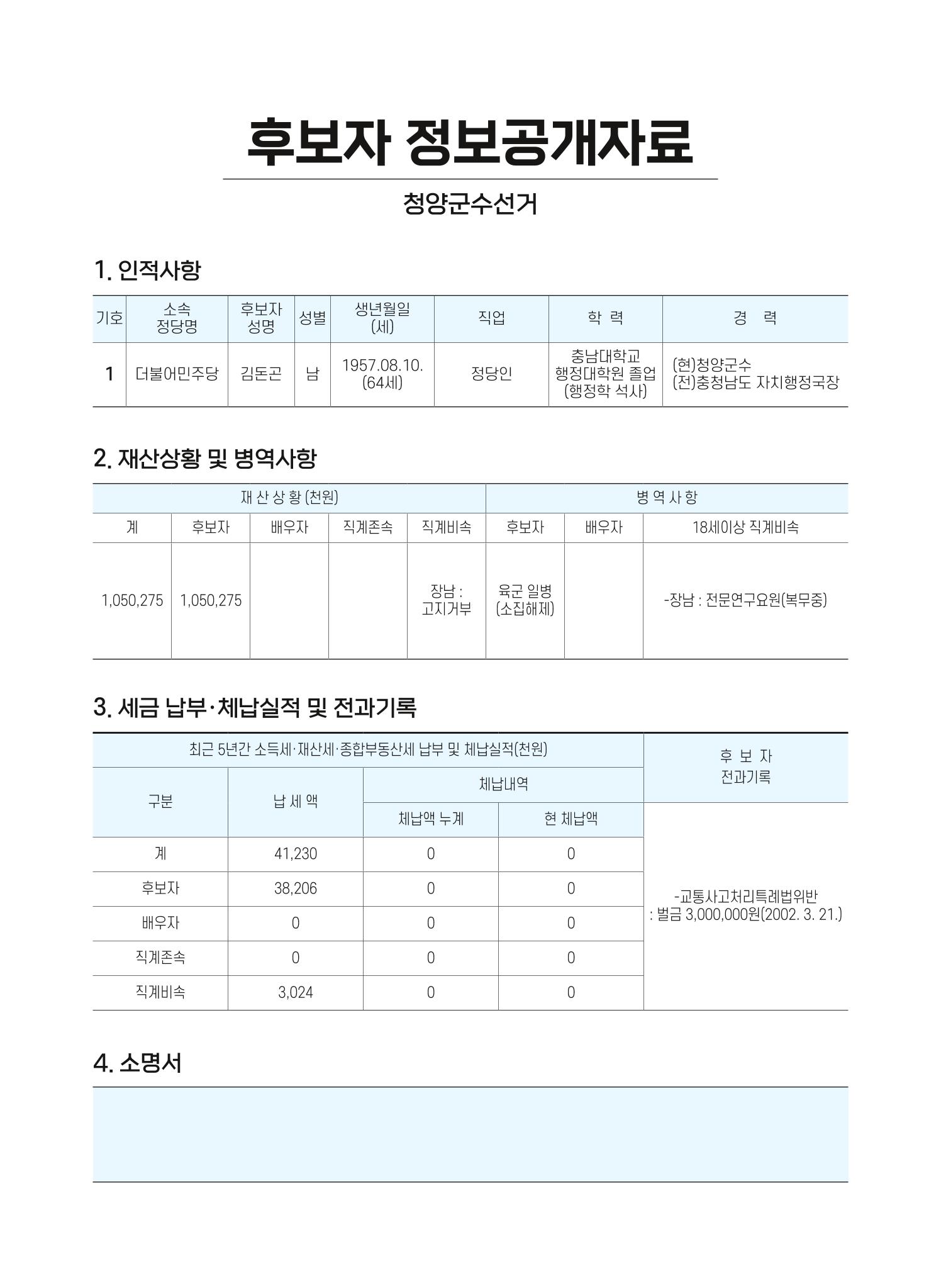 김돈곤 청양군수후보 선거공보 2페이지