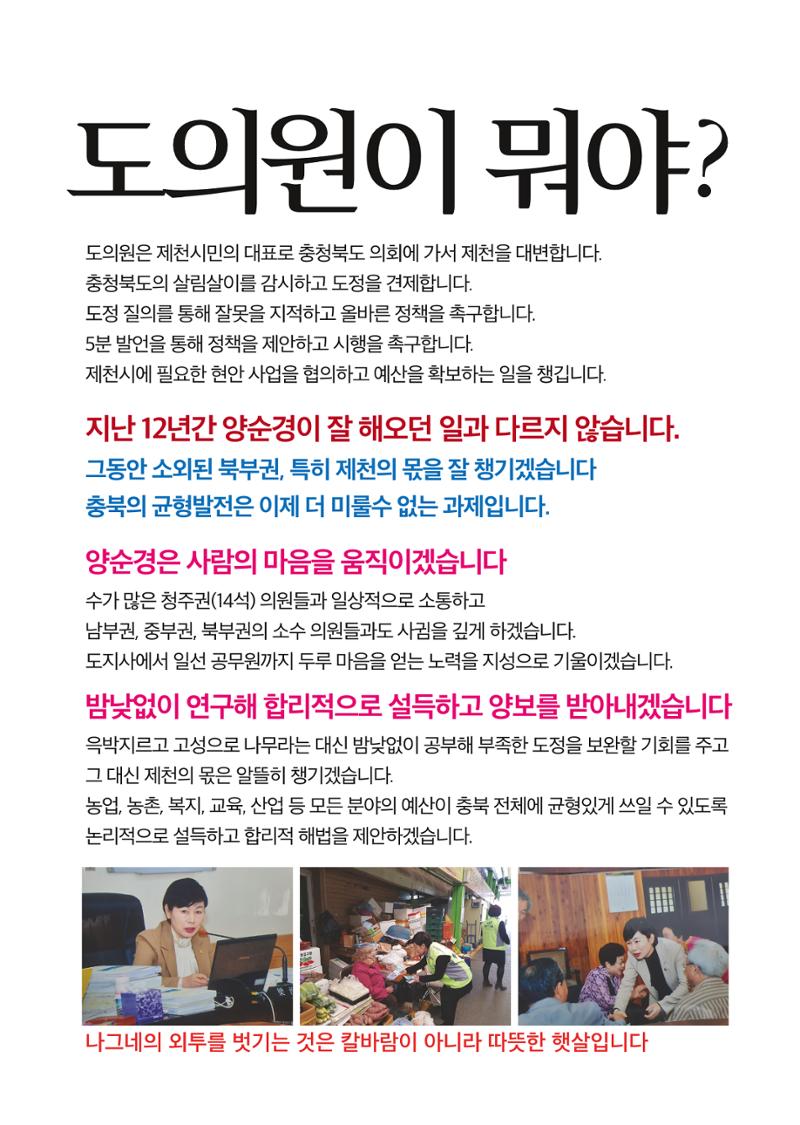 충북도의원 기호1 양순경  4페이지