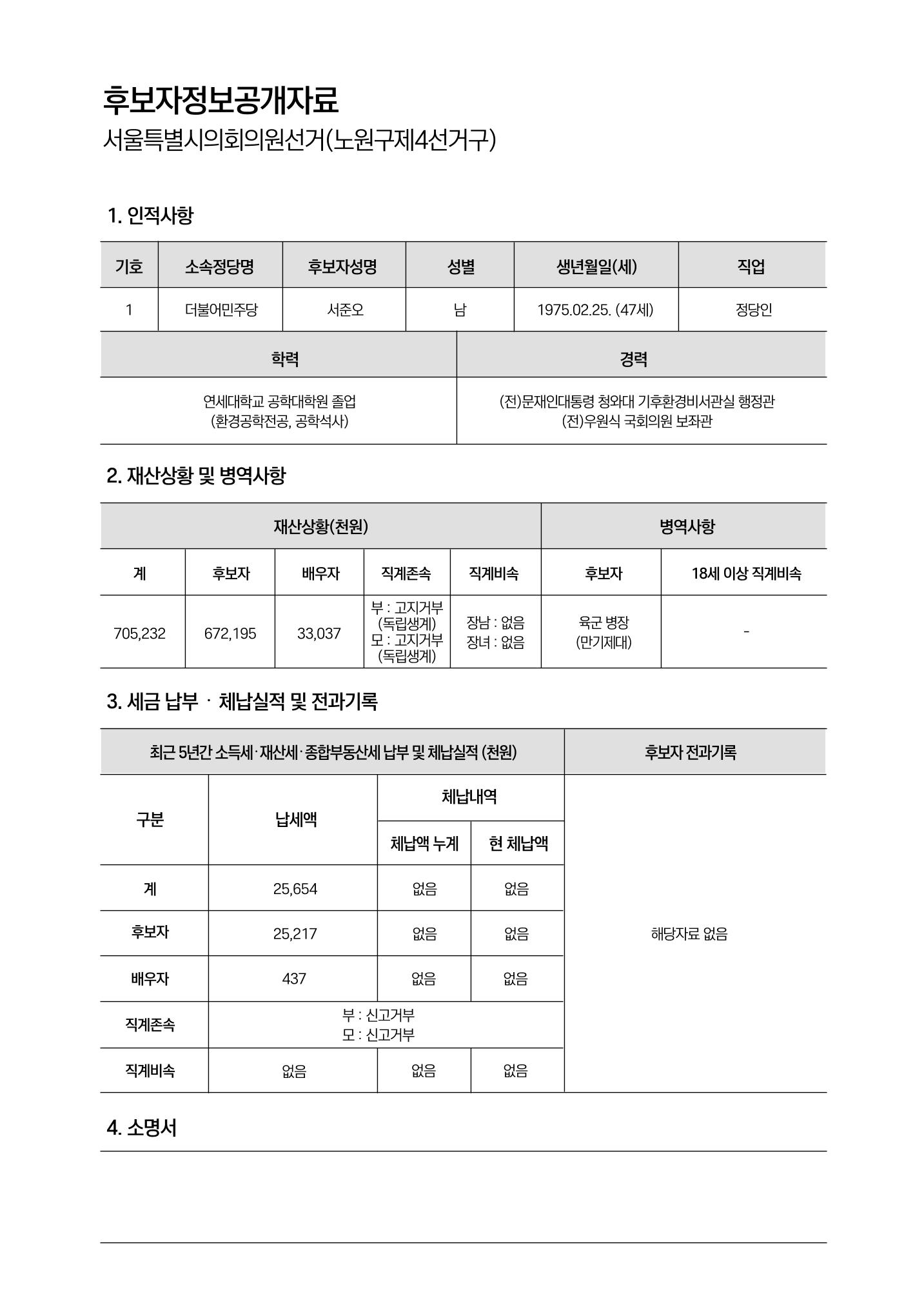 더불어민주당 서울시의원후보 서준오 책자형 공보물 2페이지