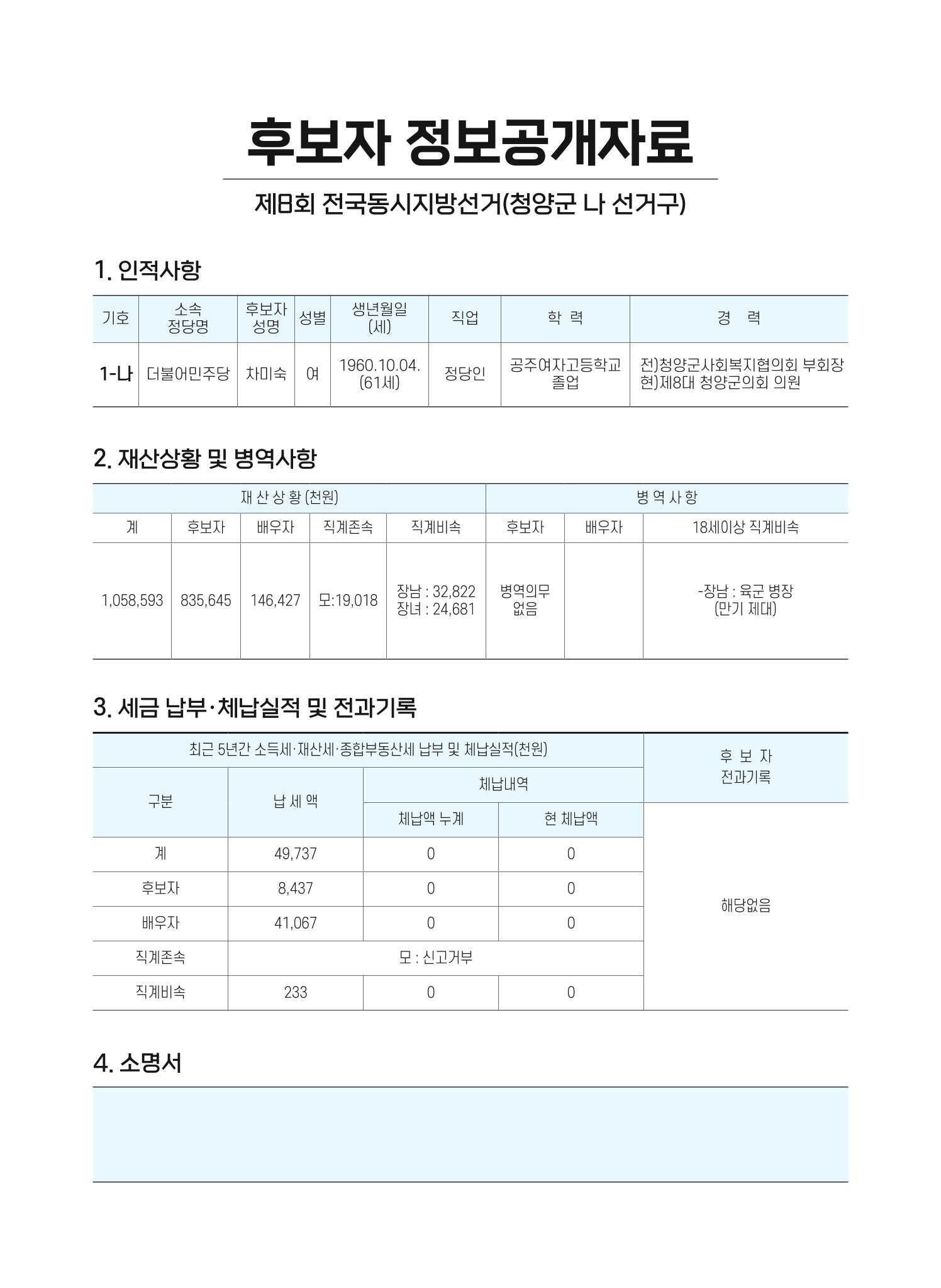 차미숙 군의원후보 공보 2페이지