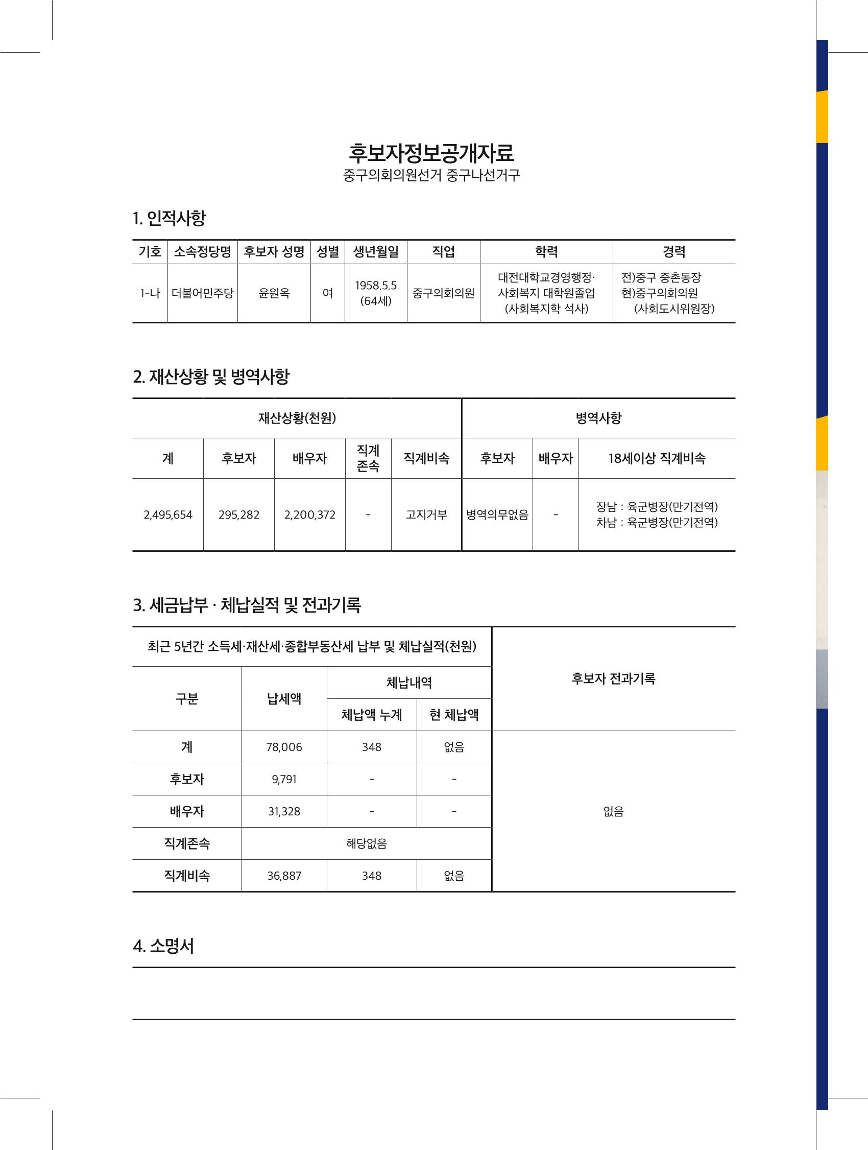 1-나 윤원옥 대전중구의원 후보 선거공보물 2페이지