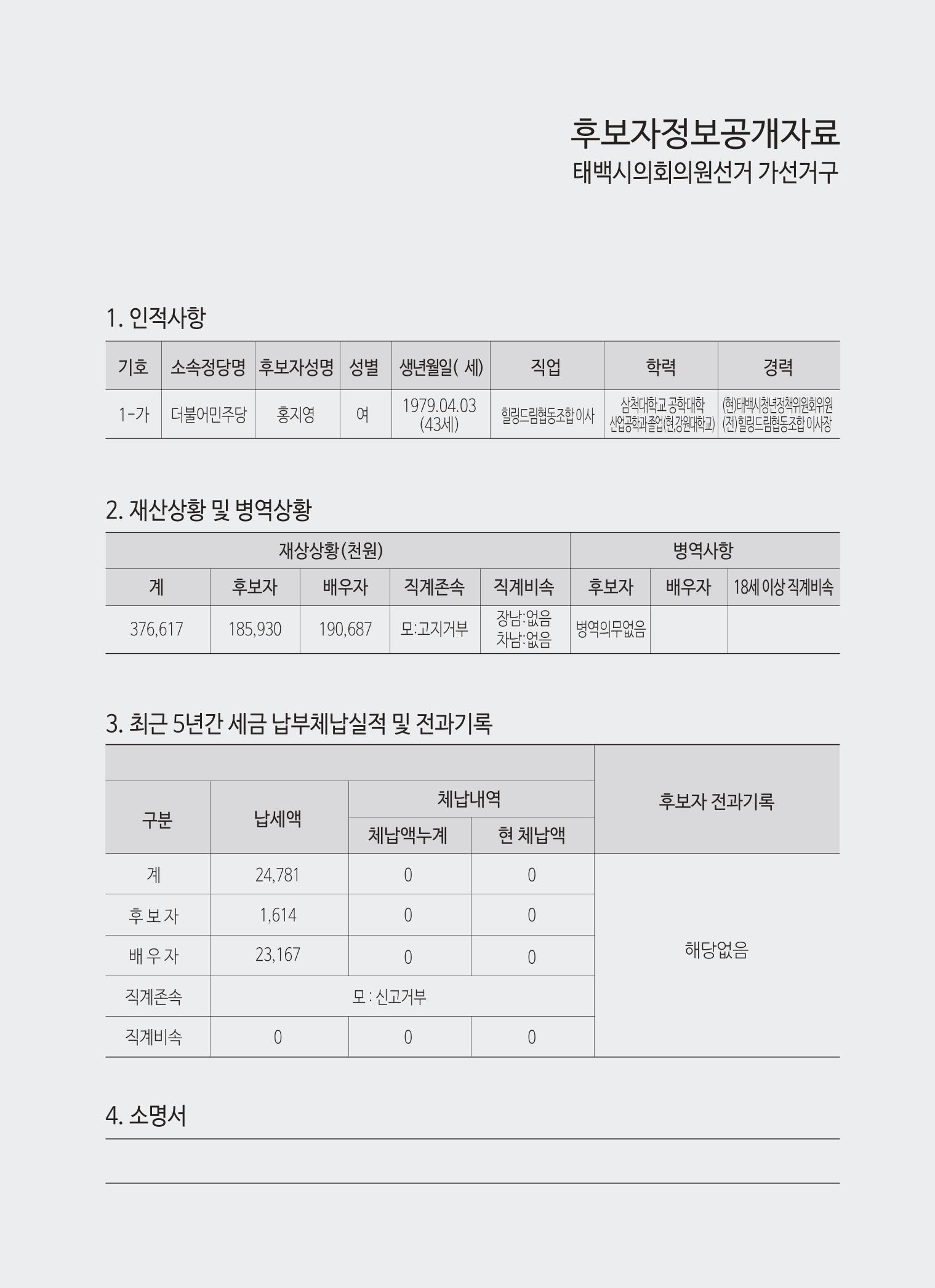 강원도 태백시 가 선거구 더불어민주당 1-가 홍지영  2페이지