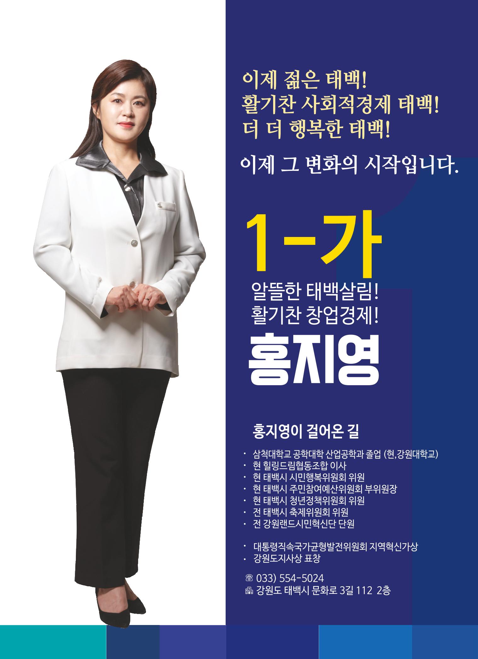 강원도 태백시 가 선거구 더불어민주당 1-가 홍지영  8페이지