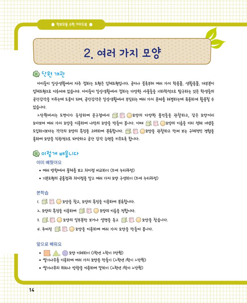 초등학교 학부모 수학 가이드 북 1학년 14페이지