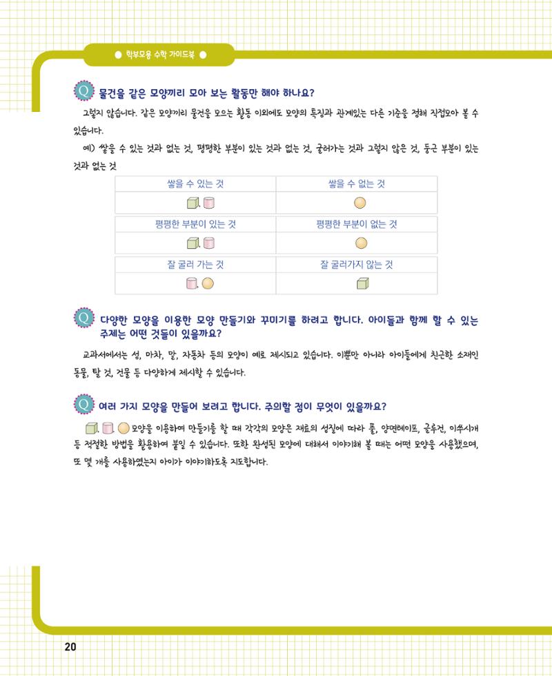 초등학교 학부모 수학 가이드 북 1학년 20페이지