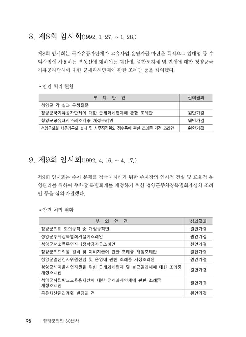 청양군의회 30년사 99페이지