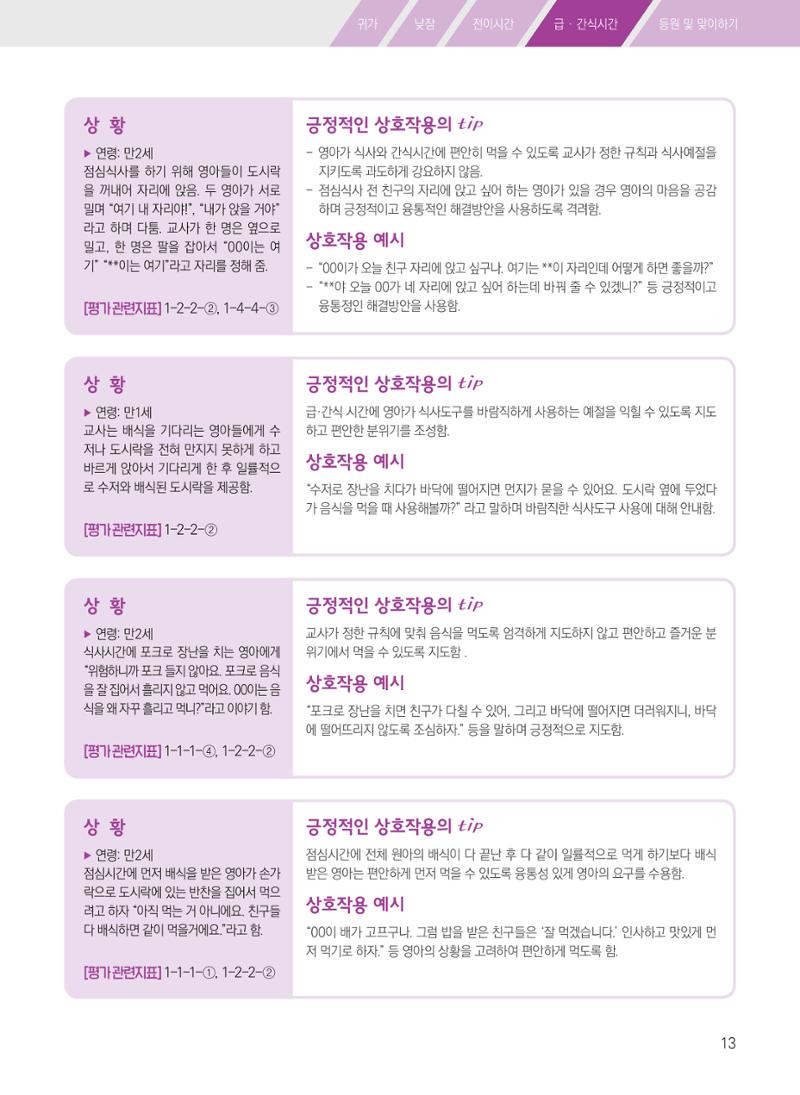 보육장학지도사가 제안하는 [영유아와의 상호작용 실제] 사례집-1 13페이지