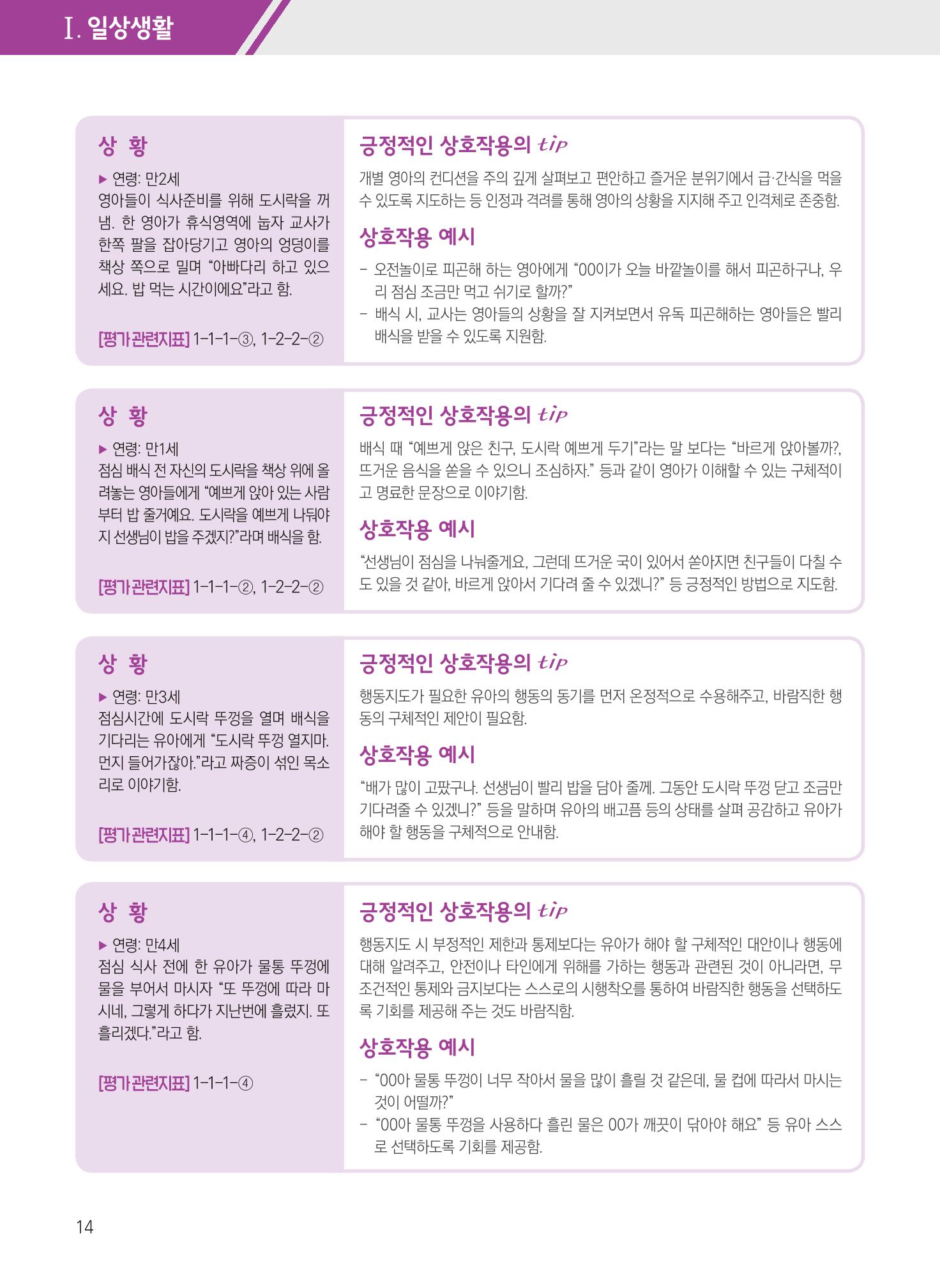 보육장학지도사가 제안하는 [영유아와의 상호작용 실제] 사례집-1 14페이지