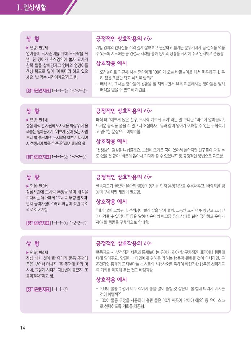보육장학지도사가 제안하는 [영유아와의 상호작용 실제] 사례집-1 14페이지