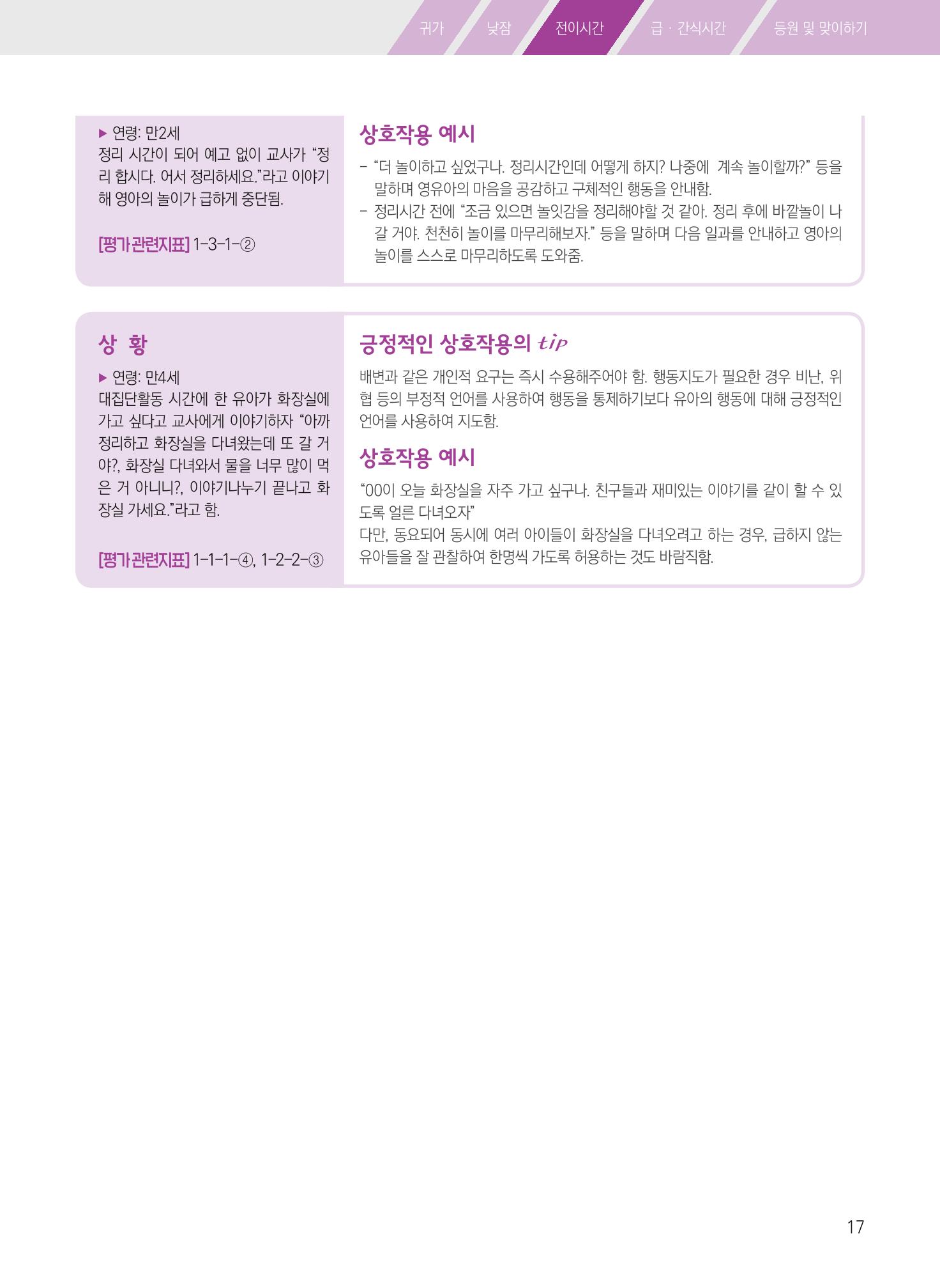 보육장학지도사가 제안하는 [영유아와의 상호작용 실제] 사례집-1 17페이지