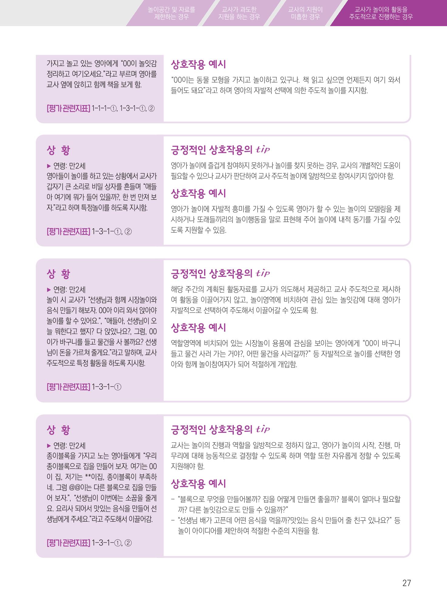 보육장학지도사가 제안하는 [영유아와의 상호작용 실제] 사례집-1 27페이지
