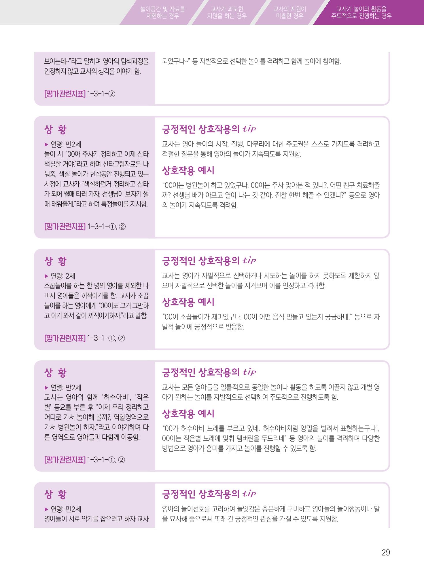 보육장학지도사가 제안하는 [영유아와의 상호작용 실제] 사례집-1 29페이지