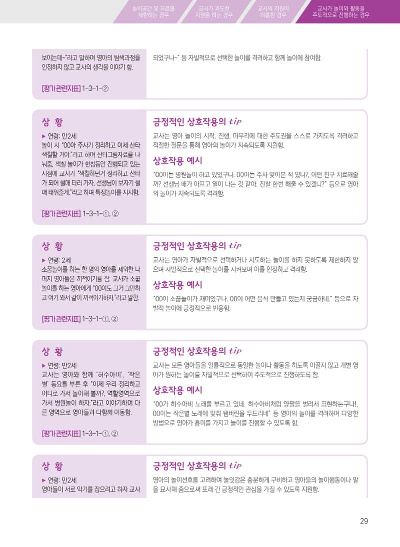 보육장학지도사가 제안하는 [영유아와의 상호작용 실제] 사례집-1 29페이지