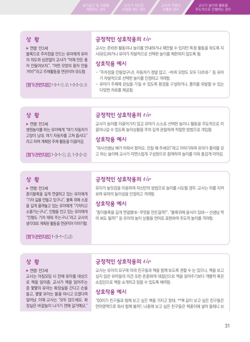 보육장학지도사가 제안하는 [영유아와의 상호작용 실제] 사례집-1 31페이지