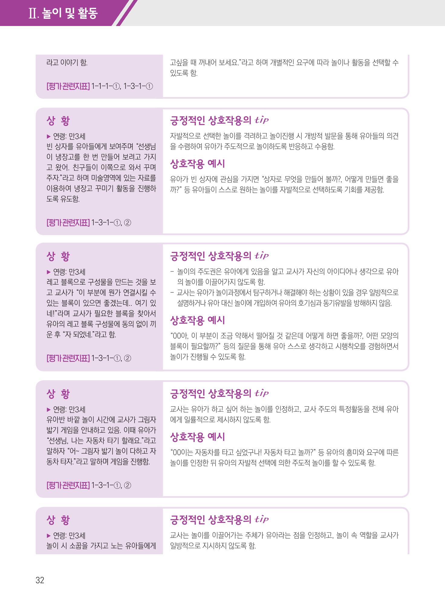 보육장학지도사가 제안하는 [영유아와의 상호작용 실제] 사례집-1 32페이지