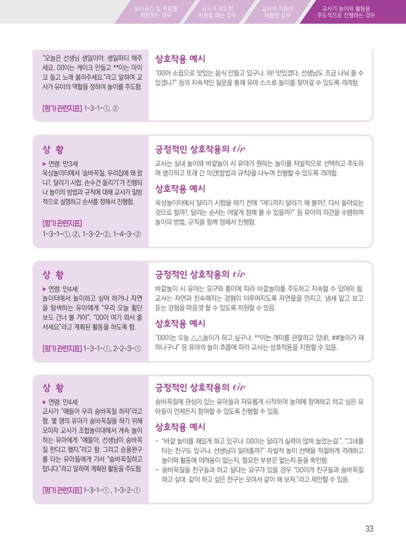 보육장학지도사가 제안하는 [영유아와의 상호작용 실제] 사례집-1 33페이지