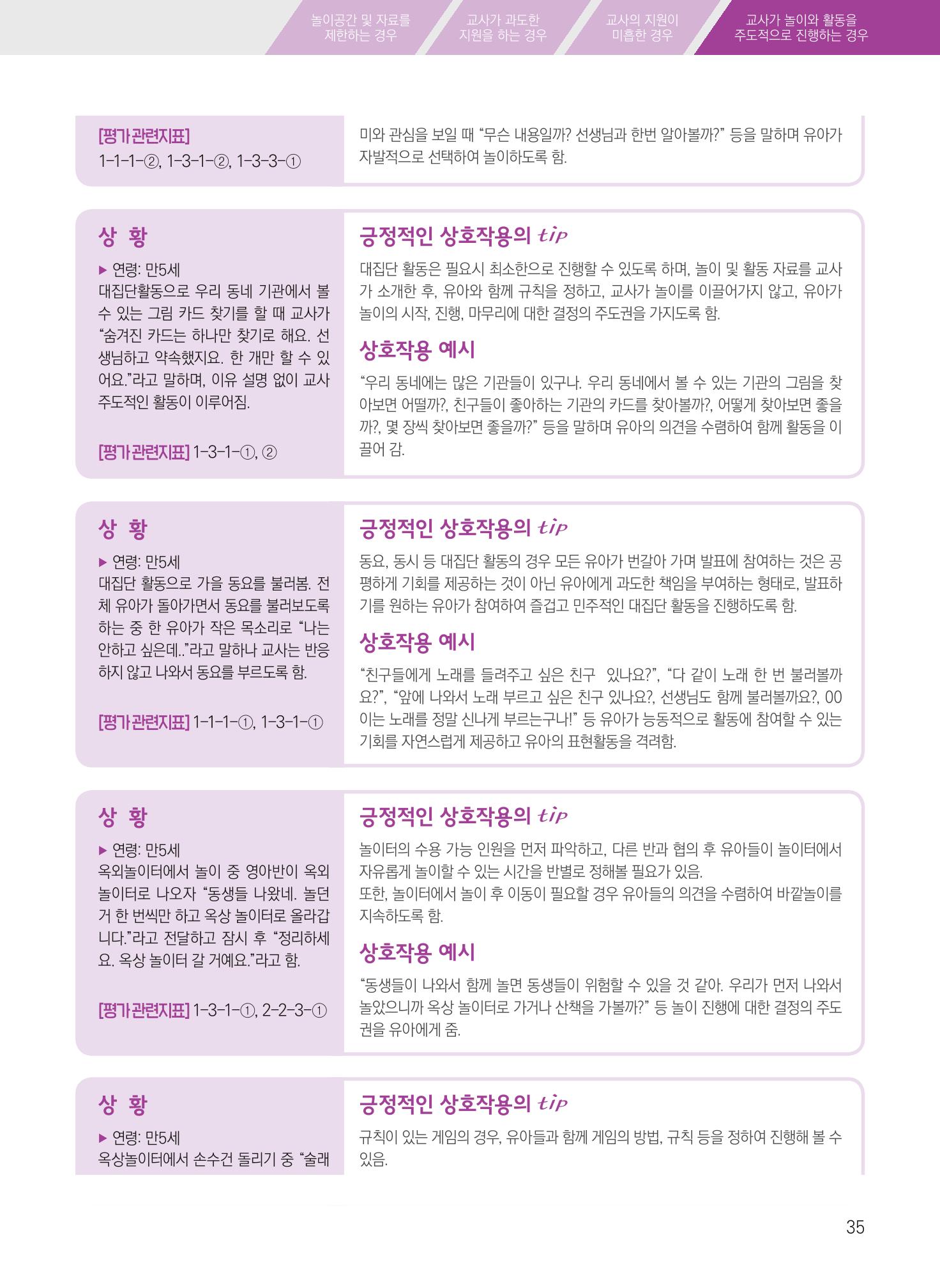 보육장학지도사가 제안하는 [영유아와의 상호작용 실제] 사례집-1 35페이지