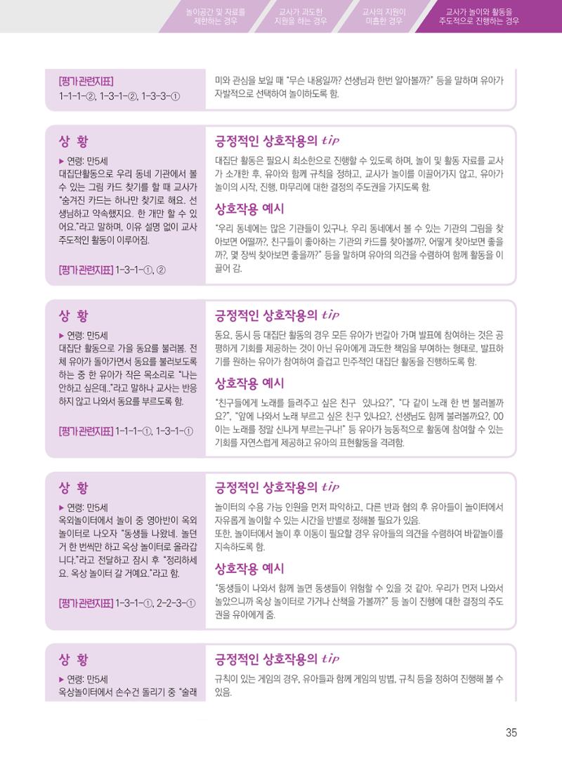 보육장학지도사가 제안하는 [영유아와의 상호작용 실제] 사례집-1 35페이지