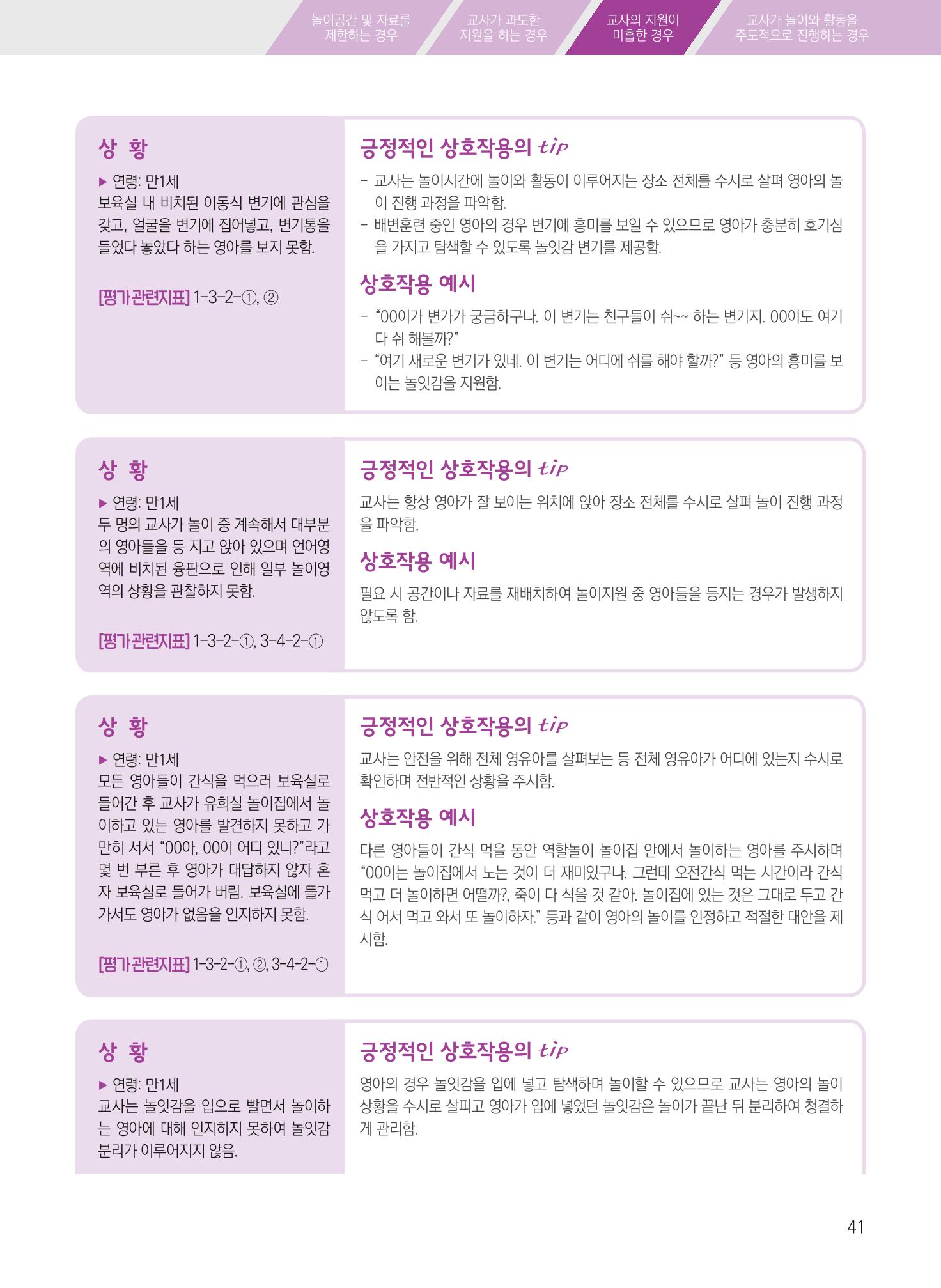보육장학지도사가 제안하는 [영유아와의 상호작용 실제] 사례집-1 41페이지