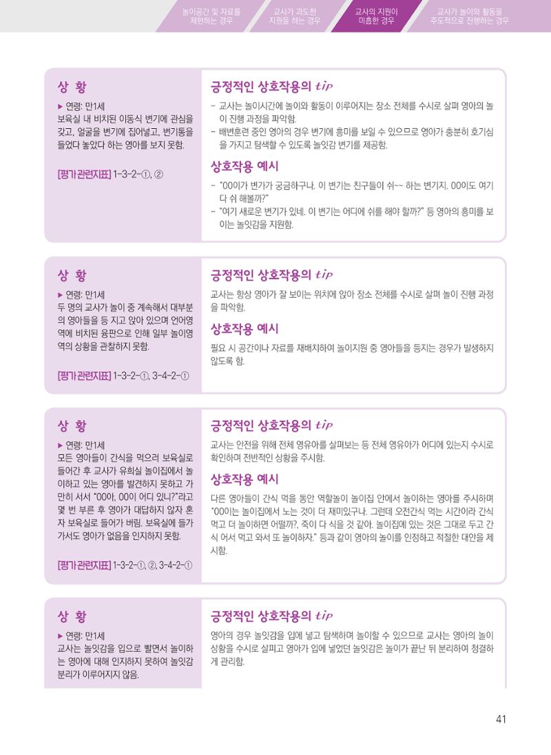 보육장학지도사가 제안하는 [영유아와의 상호작용 실제] 사례집-1 41페이지