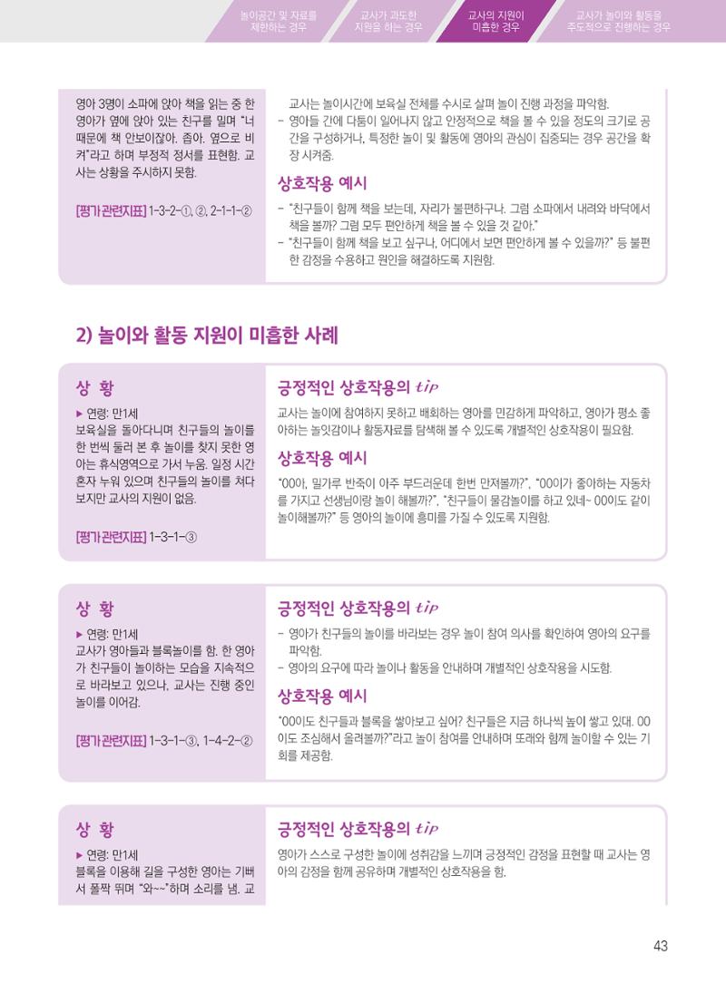 보육장학지도사가 제안하는 [영유아와의 상호작용 실제] 사례집-1 43페이지