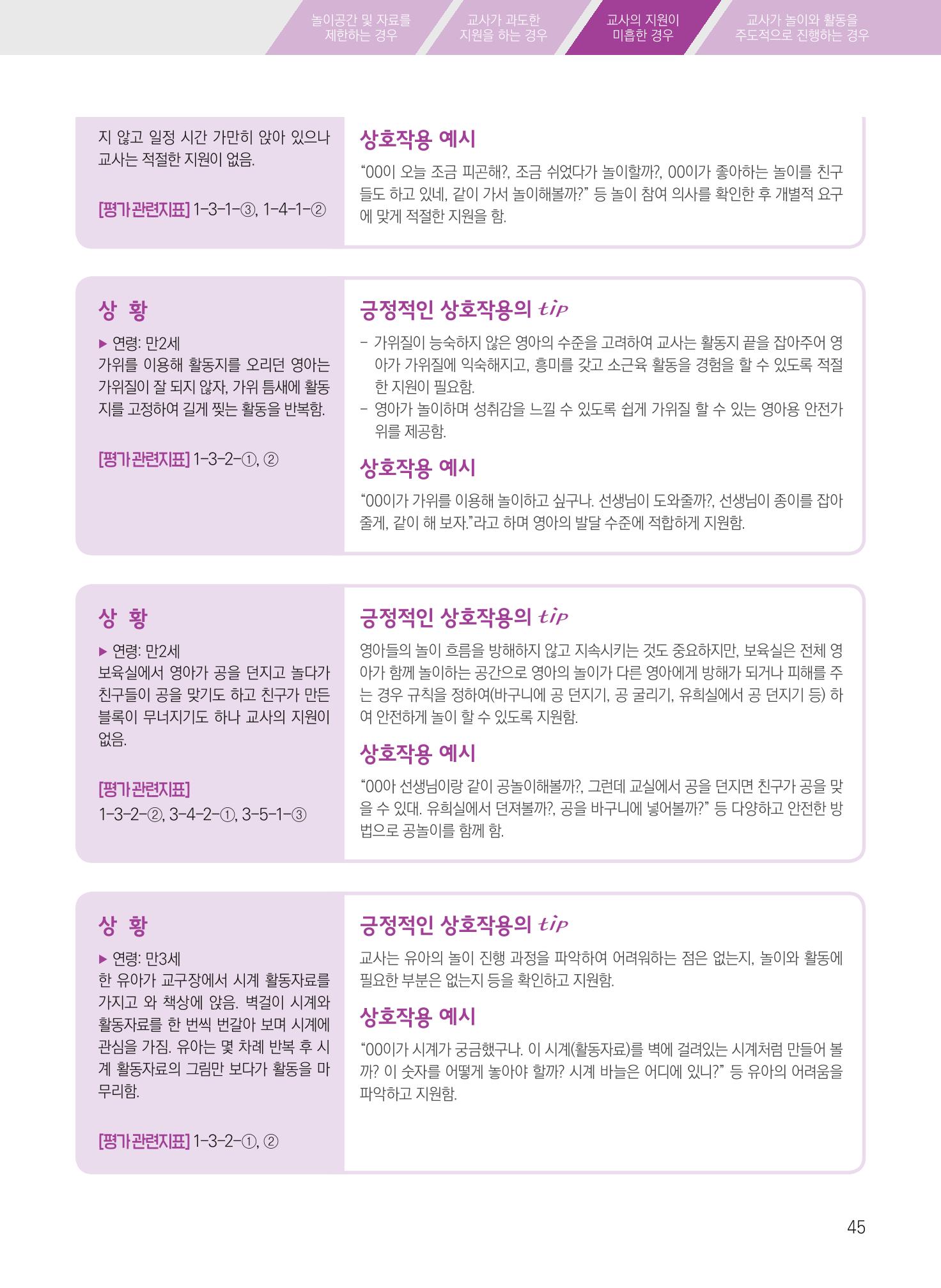 보육장학지도사가 제안하는 [영유아와의 상호작용 실제] 사례집-1 45페이지