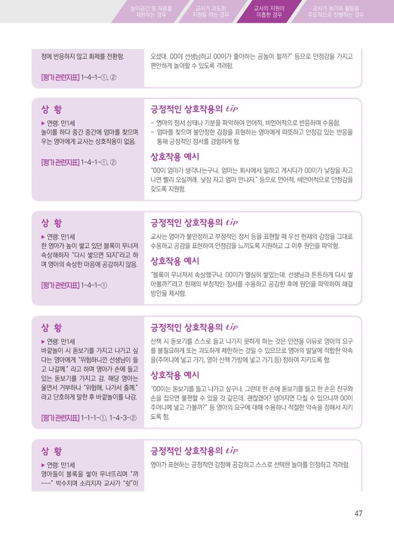 보육장학지도사가 제안하는 [영유아와의 상호작용 실제] 사례집-1 47페이지