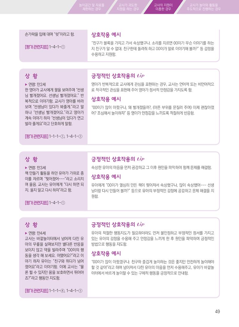 보육장학지도사가 제안하는 [영유아와의 상호작용 실제] 사례집-1 49페이지