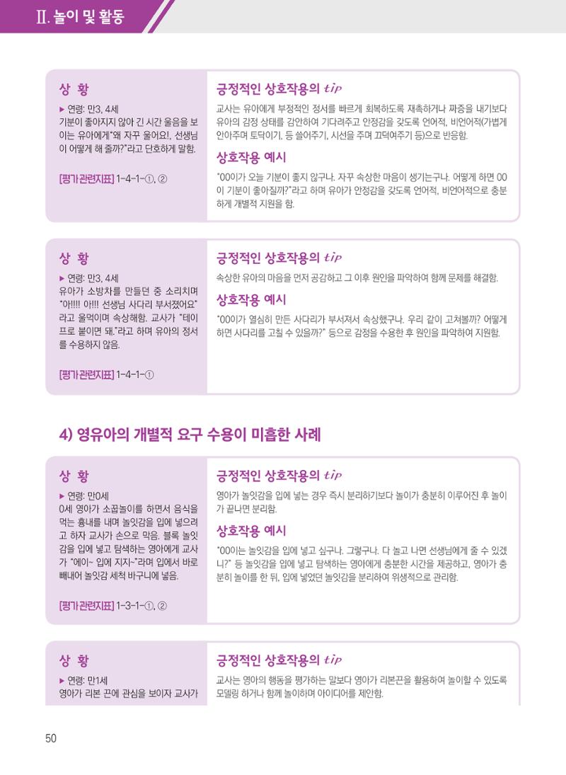 보육장학지도사가 제안하는 [영유아와의 상호작용 실제] 사례집-1 50페이지