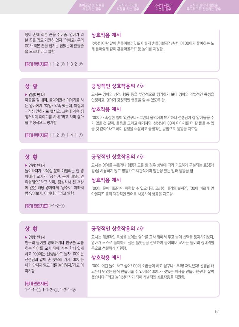 보육장학지도사가 제안하는 [영유아와의 상호작용 실제] 사례집-1 51페이지