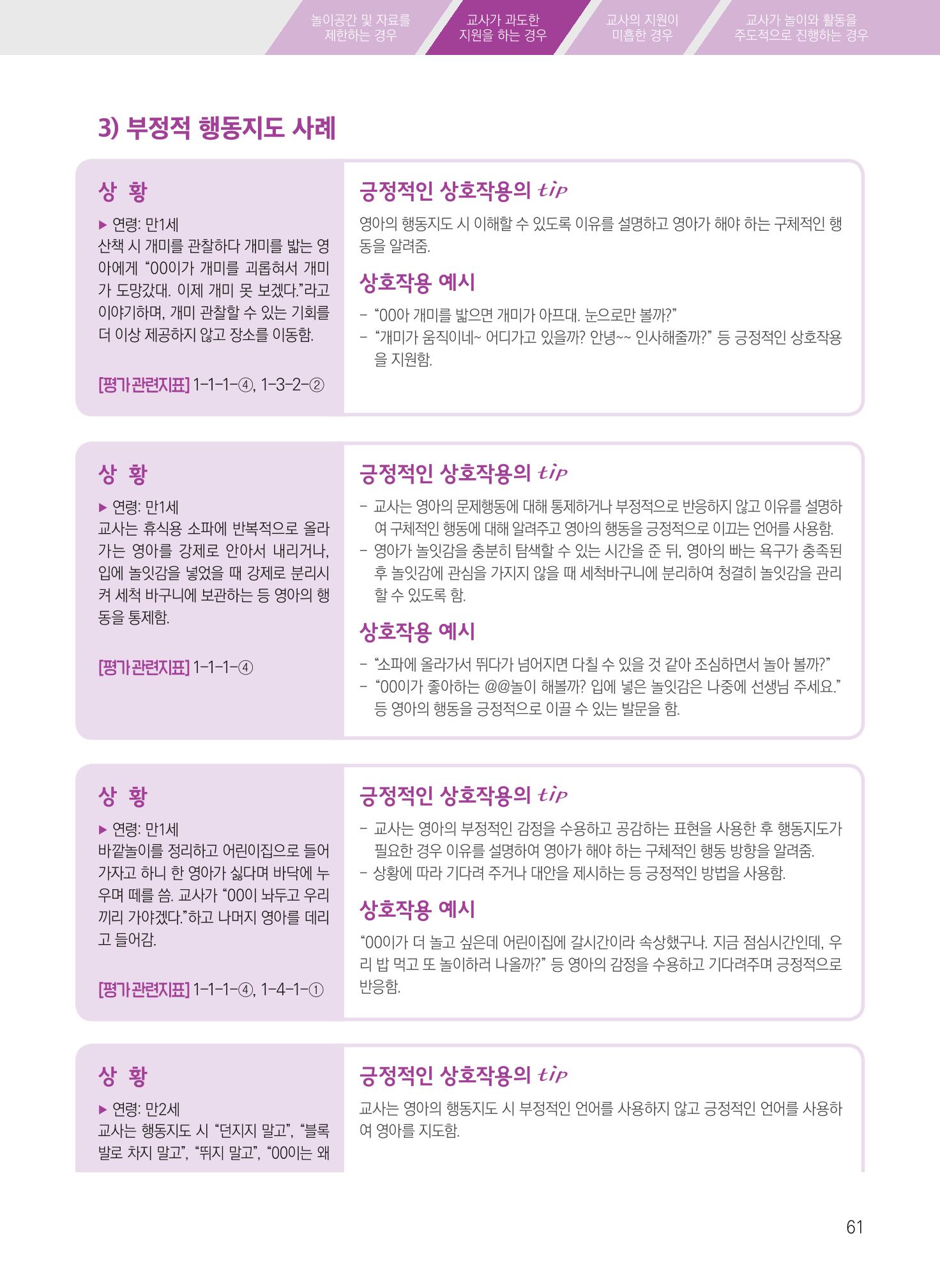 보육장학지도사가 제안하는 [영유아와의 상호작용 실제] 사례집-1 61페이지