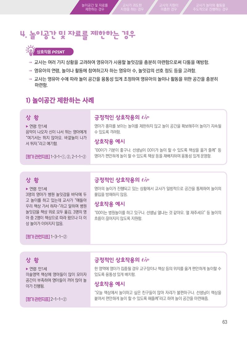보육장학지도사가 제안하는 [영유아와의 상호작용 실제] 사례집-1 63페이지