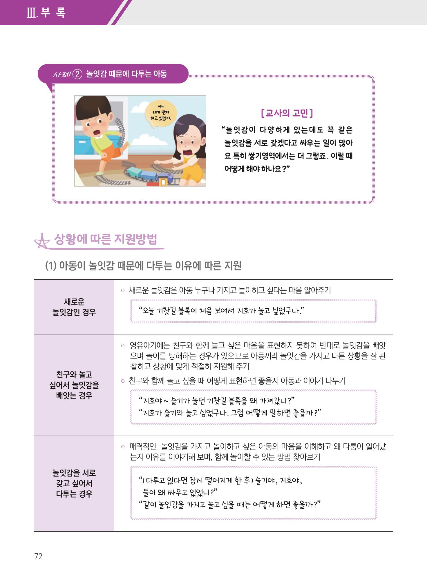 보육장학지도사가 제안하는 [영유아와의 상호작용 실제] 사례집-1 72페이지