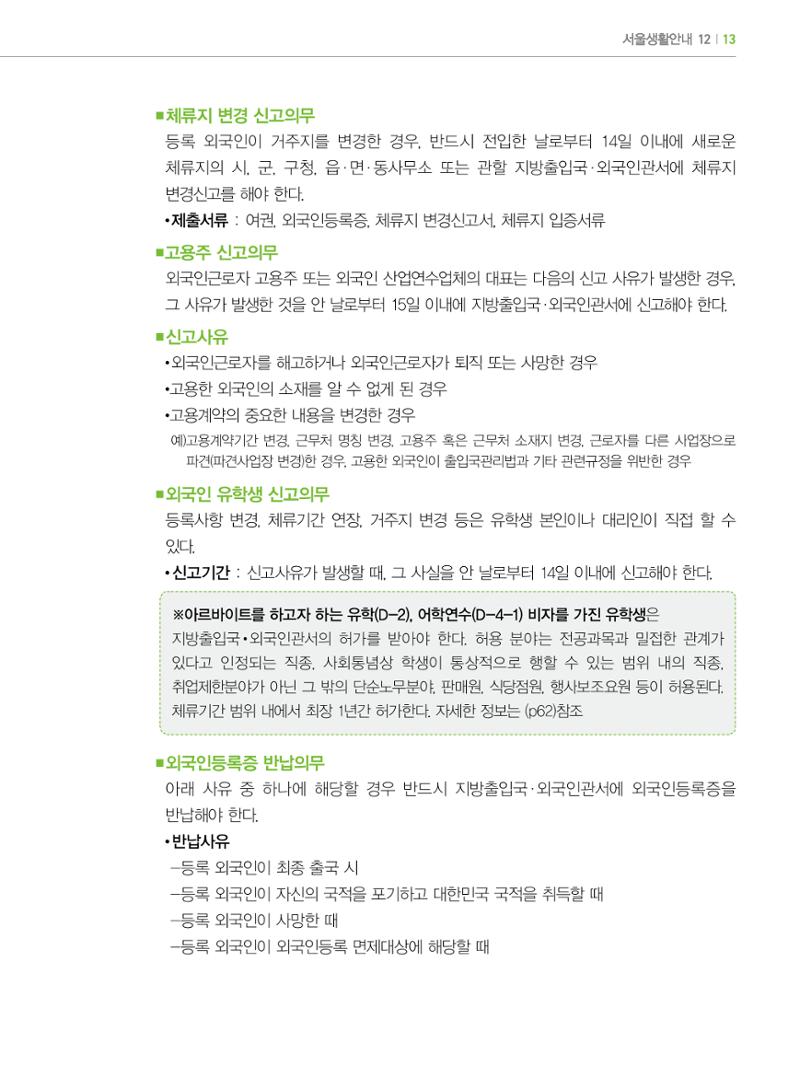 2022년 개정판 외국인에게 꼭 필요한 서울생활안내 12페이지