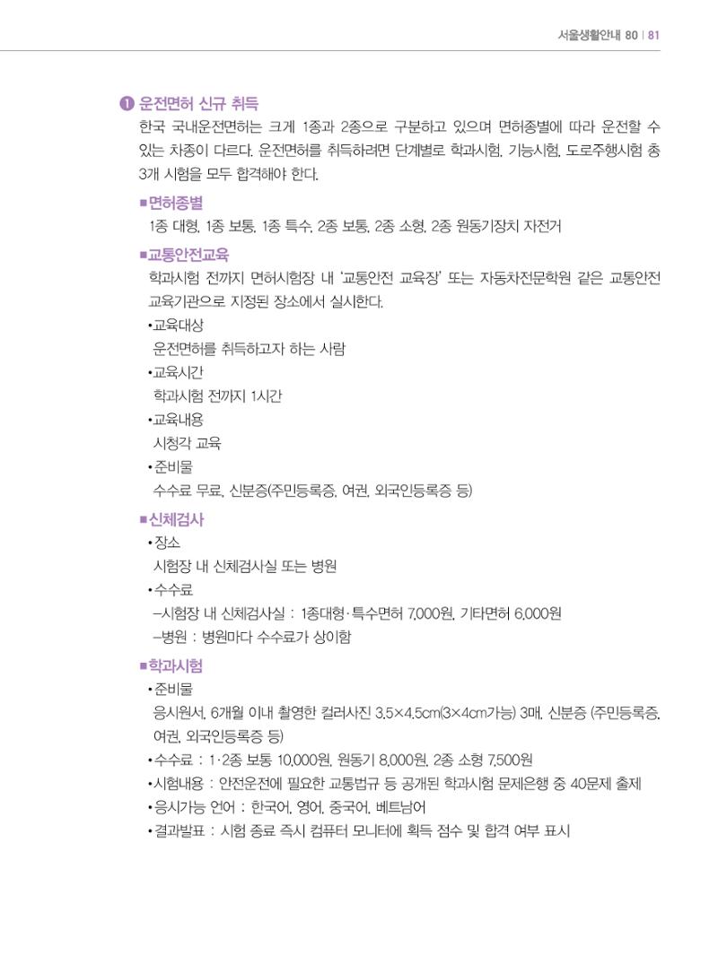 2022년 개정판 외국인에게 꼭 필요한 서울생활안내 80페이지